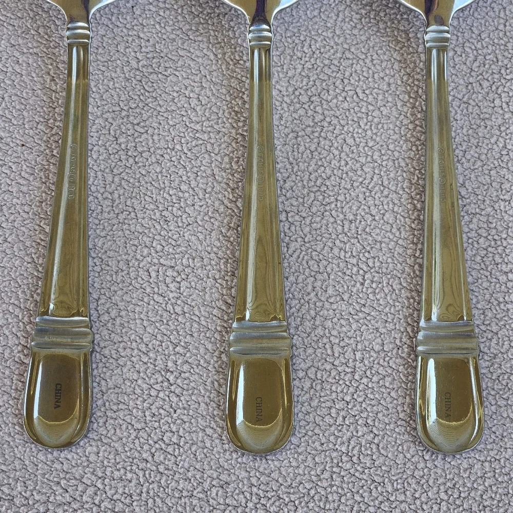 Towle Gold Ariel 3 Piece Serving Spoon Flatware Set